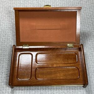 Vintage Wood Jewelry Box Butler Dresser Valet Vanity Organizer Tray Womens Mens